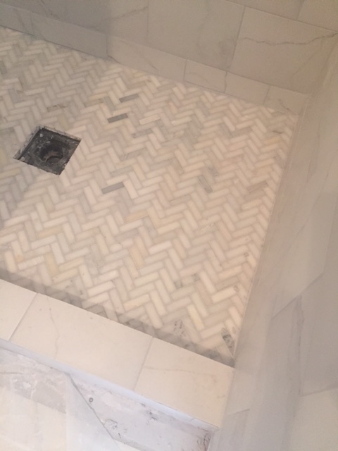 Before Master Bathroom in Chicagoland fixer upper by Hello Lovely Studio
