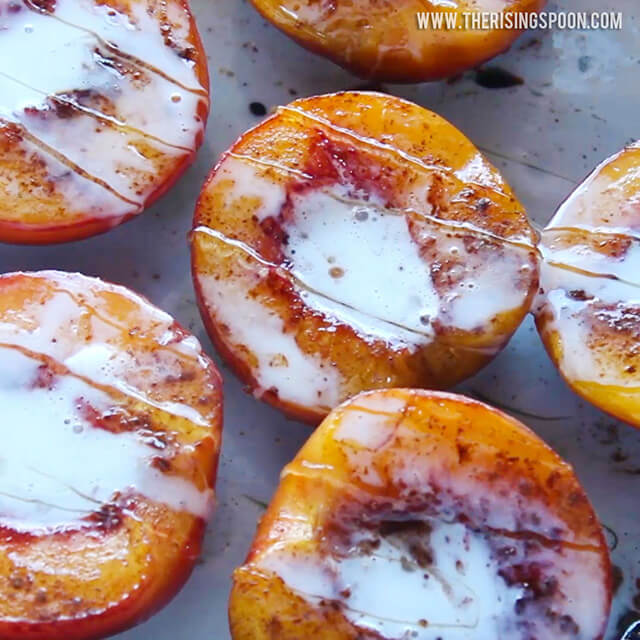Creamy PanFried Peaches with Cinnamon & Honey {DairyFree} The