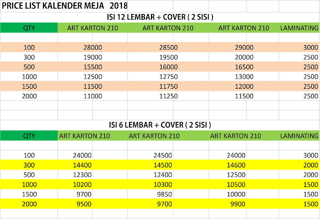 DAFTAR HARGA KALENDER 2018 MURAH JAKARTA DAFTAR HARGA KALENDER 2018 MURAH JAKARTA