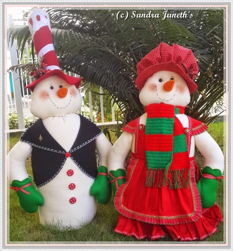 Muñecos Navideños. Pareja Muñecos de Nieve