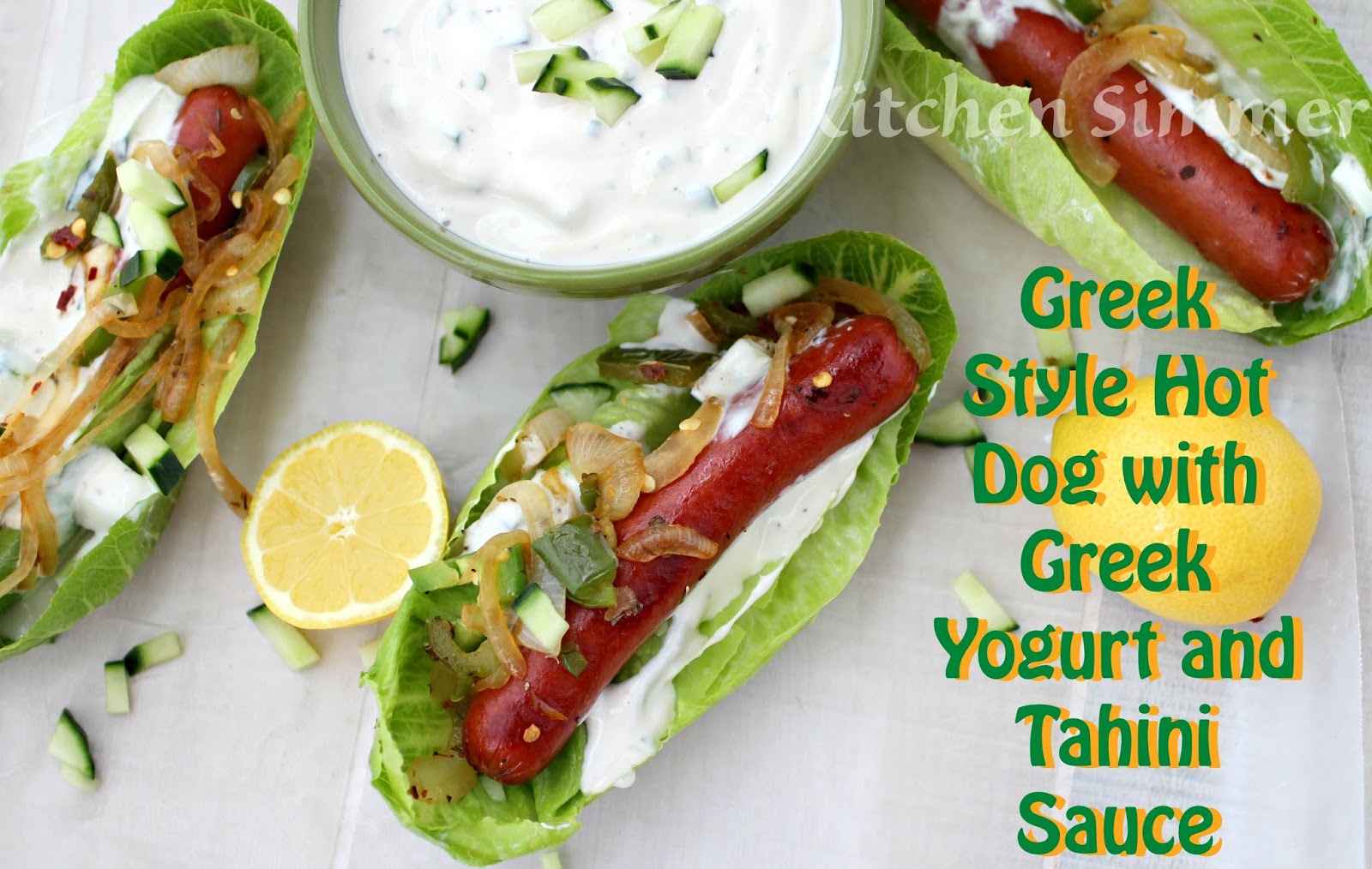 Kitchen Simmer Low Carb Greek Style Hot Dog in Lettuce "Bun" with
