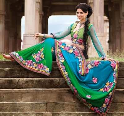 Designer embroidery lengha saree