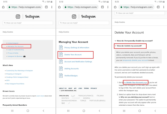 حذف حساب الانستقرام نهائيا من خلال التطبيق حذف حساب الانستقرام نهائيا من خلال التطبيق