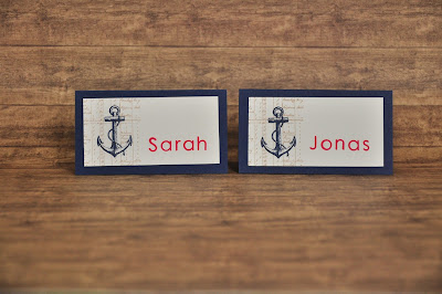 stampin up platzkarten namenskarten tischkarten hochzeit maritim anker blau weiß rot the open sea