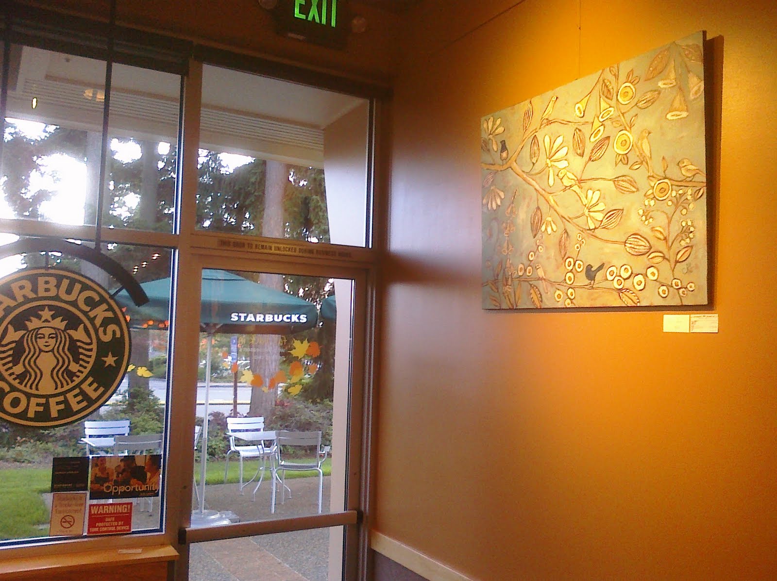 Julie's Art Life Paintings hanging at Gig Harbor Starbucks