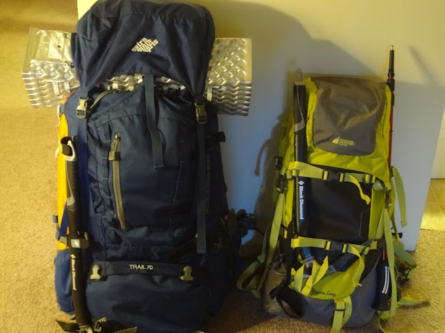Two bags packed for camping/hiking