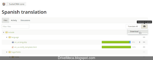 Descargamos el zip de traduccion de SuiteCRM Descargamos el zip de traduccion de SuiteCRM