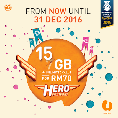 U Mobile Postpaid Hero P70 Plan 15GB High Speed Data