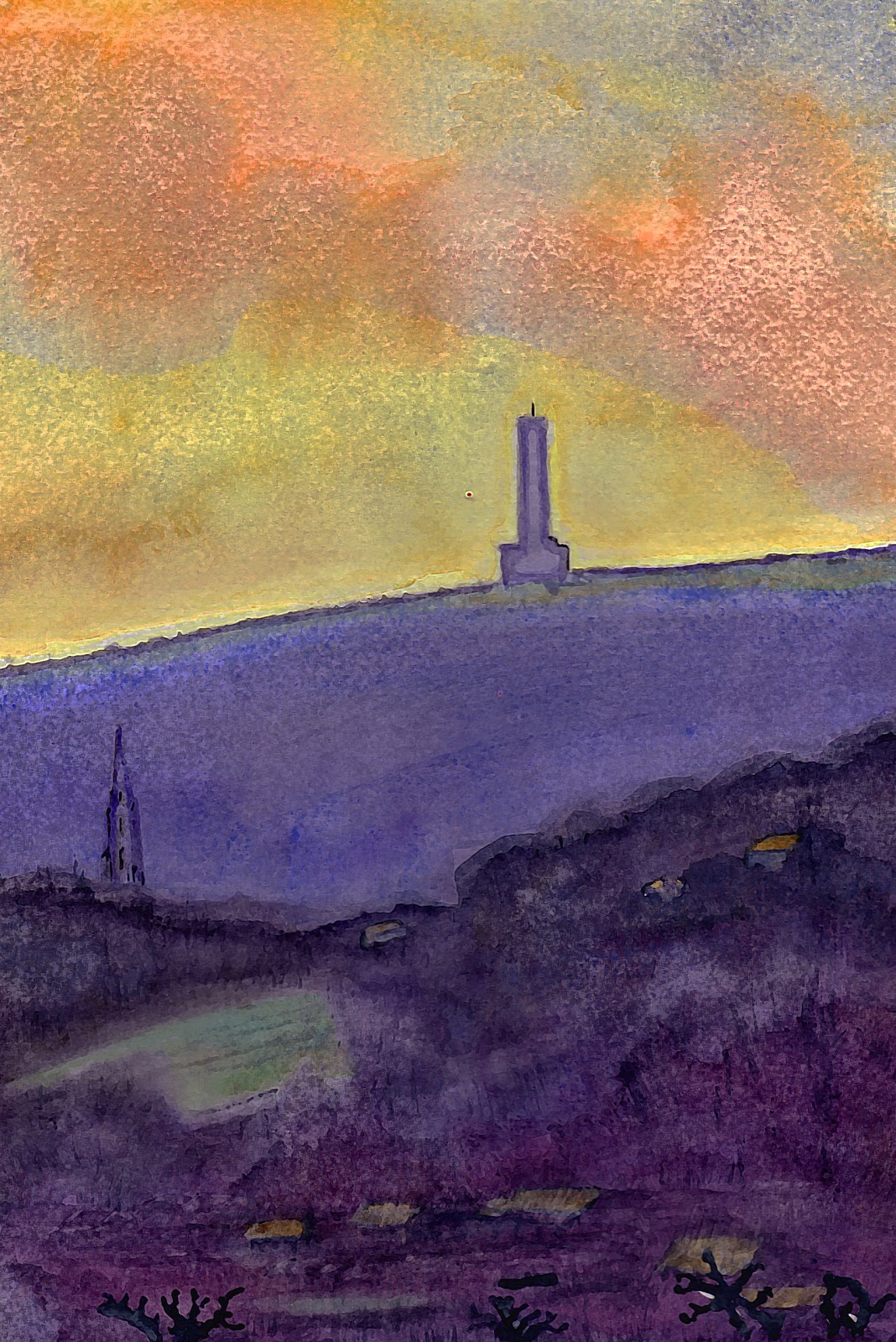 Watercolour Pictures Peel Tower