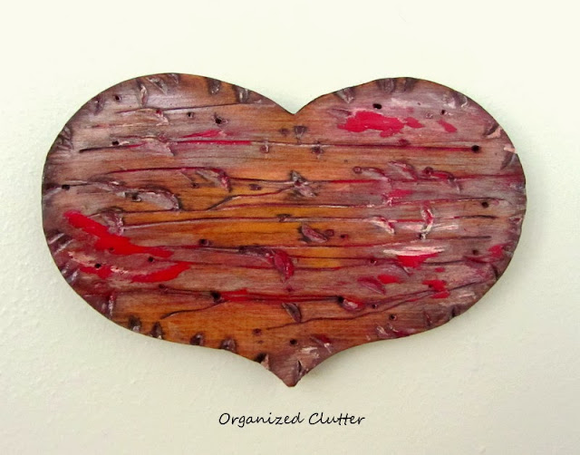 Thrift Shop Country Wood Hearts Become Faux Reclaimed Wooden Hearts www.organizedclutterqueen.blogspot.com