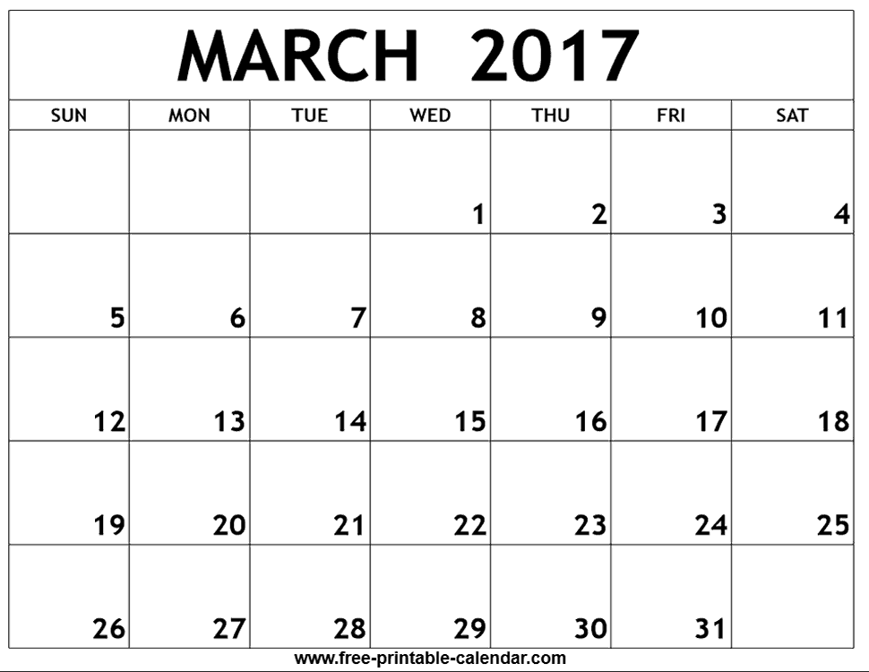 2017 March Calendar Pdf