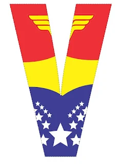 Abecedario con el Logo de la Mujer Maravilla. Wonder Woman Logo Abc.