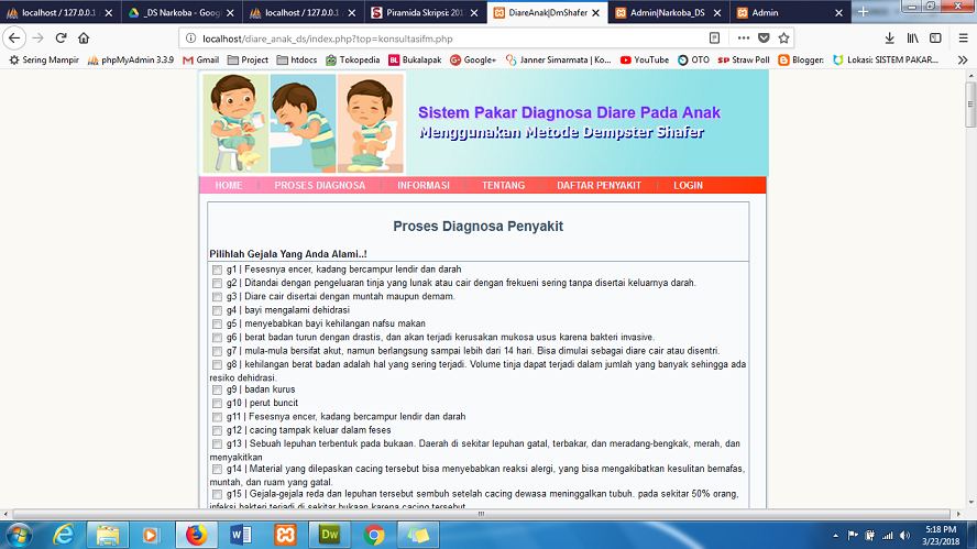 Piramida Skripsi Sistem Pakar Diagnosa Diare Anak Dengan Metode Dempster Shafer Php Mysql