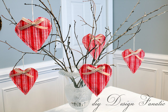 Valentine's Day, Valentine's hearts, fabric hearts, Vintage Valentine hearts, cottage, cottage style, farmhouse, farmhouse style, diyDesignFanatic.com, sewing project