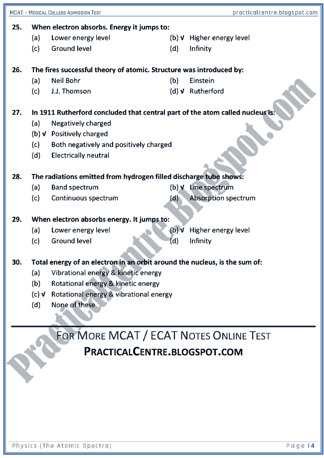 mcat-physics-the-atomic-spectra-mcqs-for-medical-college-admission-test