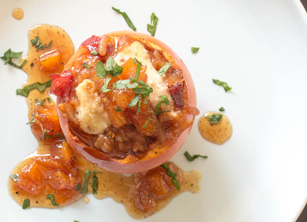 The Yum Yum Factor Stuffed Persimon® with Persimon® Black Pepper Gastrique