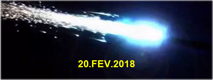 meteoro bola de fogo na Bahia em 20 de fevereiro de 2018