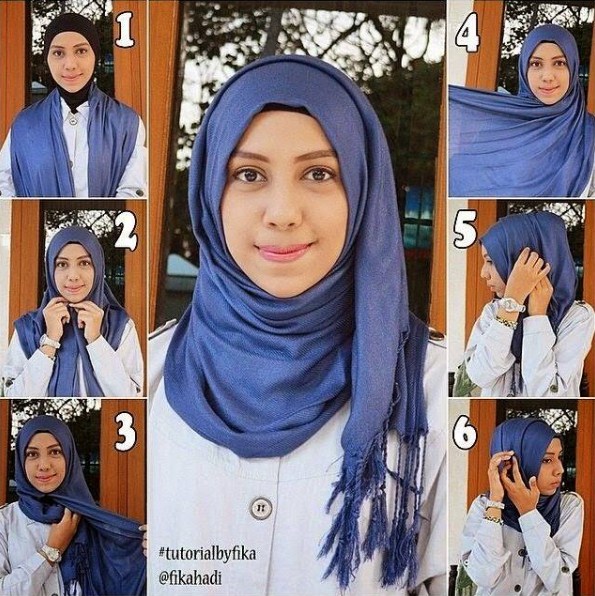 Contoh Video Tutorial Hijab Modern Pashmina Wajah Bulat  