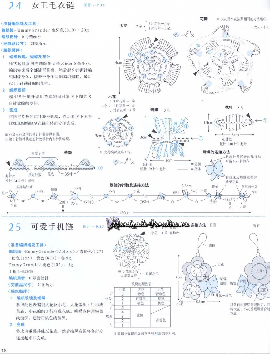 Японский журнал со схемами вязания крючком розочек