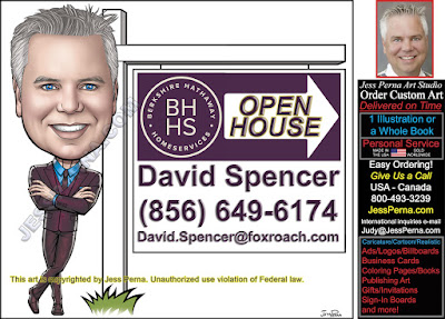 BH Open House Caricature Leaning on Sign