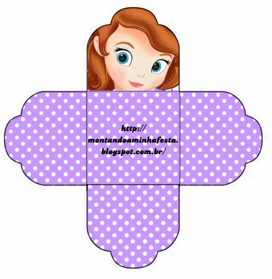 Fiesta de Princesa Sofía: Cajas para Imprimir Gratis. Caja abierta para poner caramelos, chocolates, mazapanes o pastelitos,