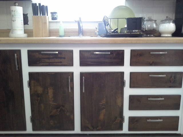 kitchen cabinet makeover reveal white and wood stained