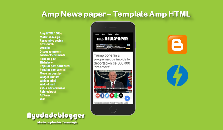 Amp News paper Premium Blogger Template Amp HTML