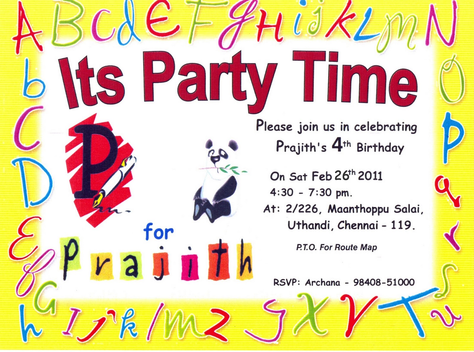 Krazy Korner: Prajith's birthday Invite