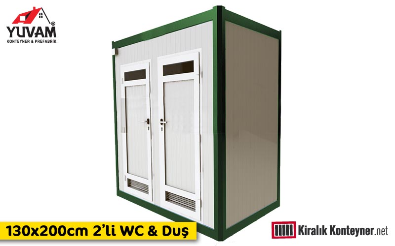 Kiralik 130x200cm 2li Tuvalet Dus Kabini Kiralik Konteyner 0850 318 43 53