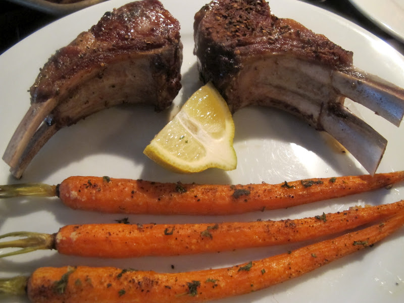 Dinner Place PanGrilled Double Lamb Chops with OvenRoasted Whole