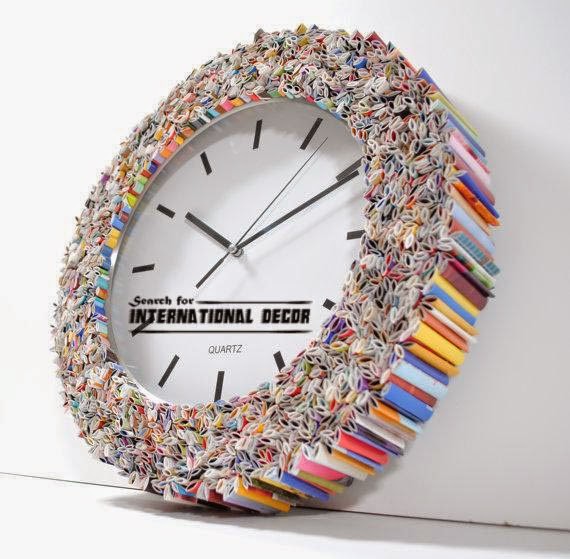 recycled art, handmade wall clock,crafts ideas with their hand