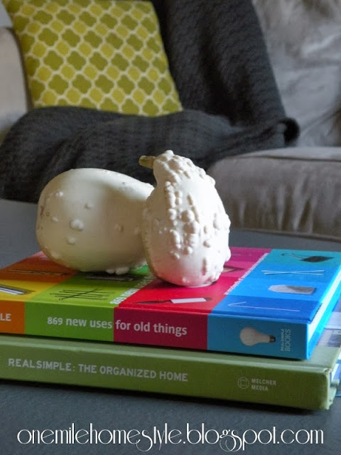 Bright Books and White Gourds Coffee Table Styling
