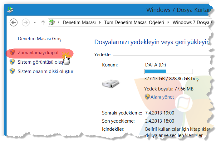 windows 8 ve 10 yedekleme