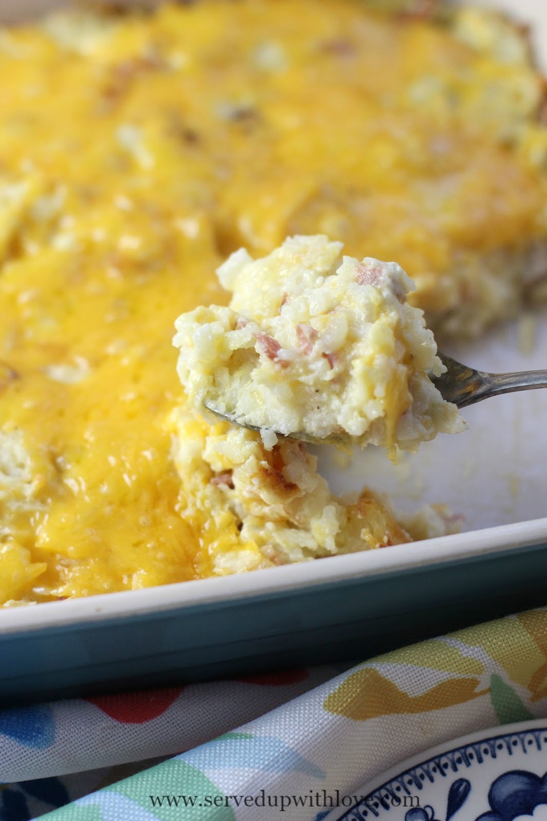 Served Up With Love Cheesy Bacon Hashbrown Casserole