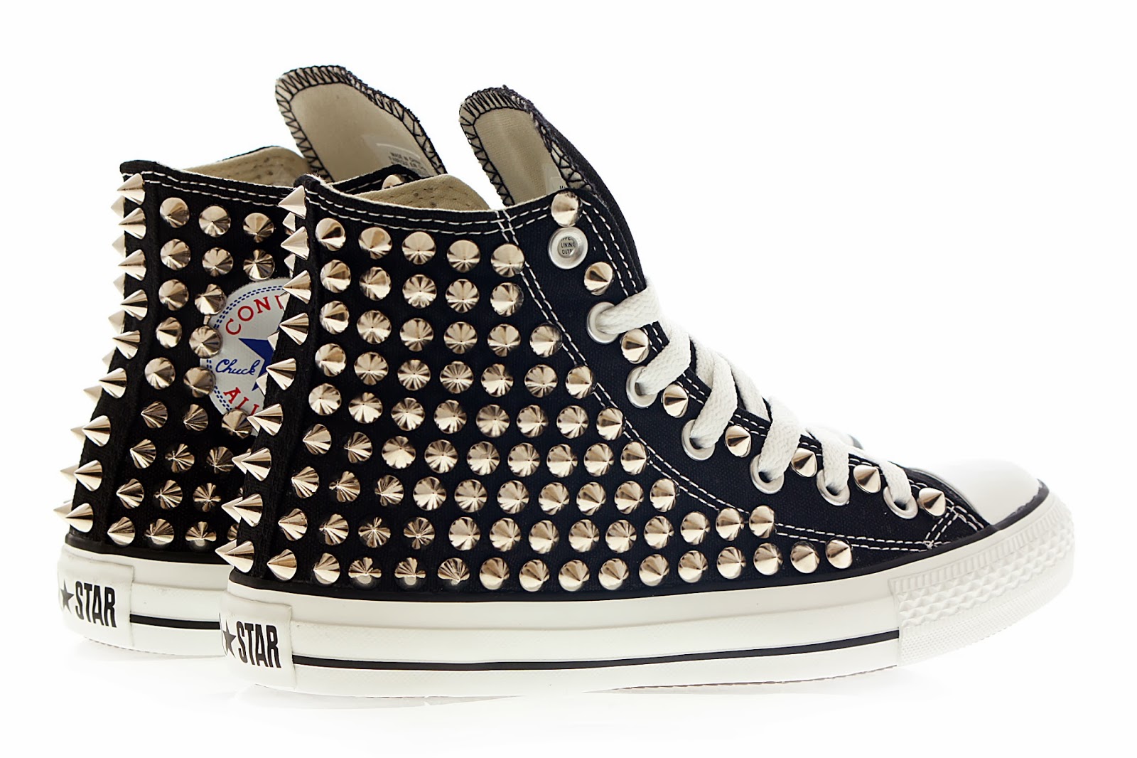 Studs and Spikes: Studded Converse, Silver Cone Studs with Black