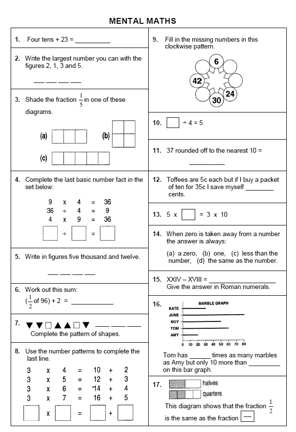 Grade 4 Mathematics Worksheet