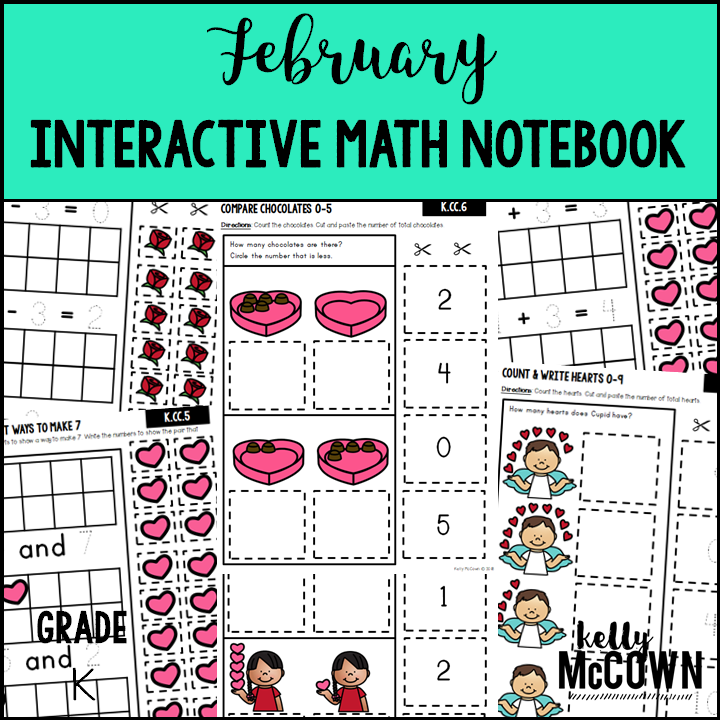 Kelly McCown February Interactive Math Notebook Kindergarten