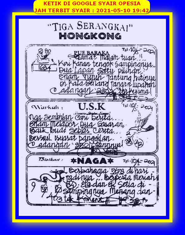 Syair Hk Malam Ini Senin 10 Mei 2021 Opesia Official Syair Hk Malam Ini Senin 10 Mei 2021 Opesia Official