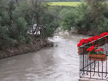 El río Genil a su paso por el pueblo y el balcón con flores