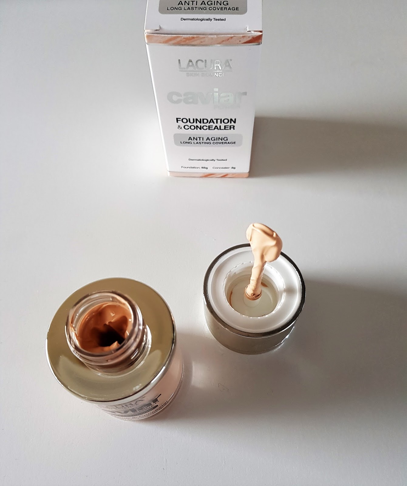 Beautifully Glossy The Foundation Files Aldi Lacura Caviar Power Foundation and Concealer