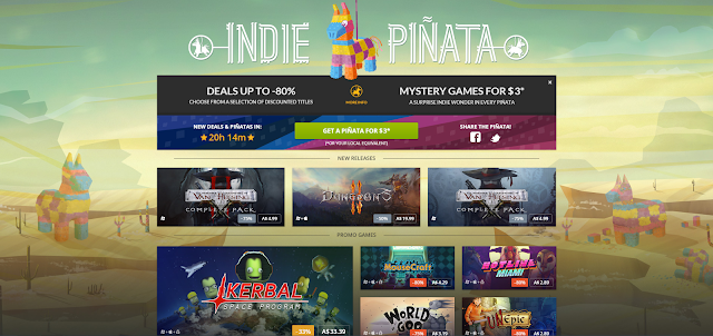 Screenshot of GOG website with Indie Piñata sale