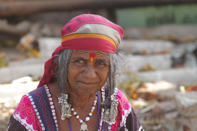 Portrait of Tribal woman at Hampi, Karnataka, India