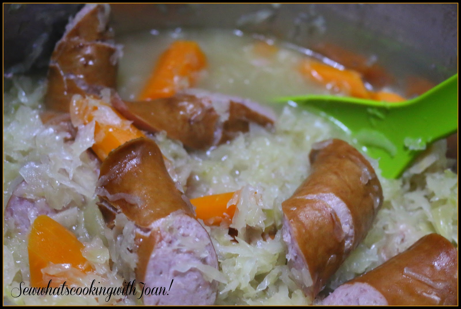 Sew what's cooking with Joan! Instant Pot Saurkraut and Kielbasa