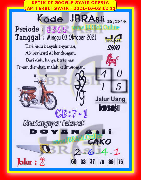 Syair Sgp Hari Ini Minggu 3 Oktober 2021 Opesia Official