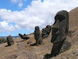 Moai Gauntlet, Rano Raraku Lower Crater (below quarry), Easter Island