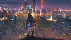 4k anime night wallpapers frontline hd rifle background ultra gun wallhaven cc artwork laptop woman digital chan wayne warrior building