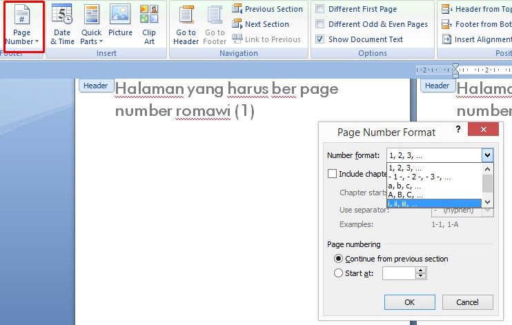 Cara Membuat Page Number/ Nomor Halaman Berbeda di MS