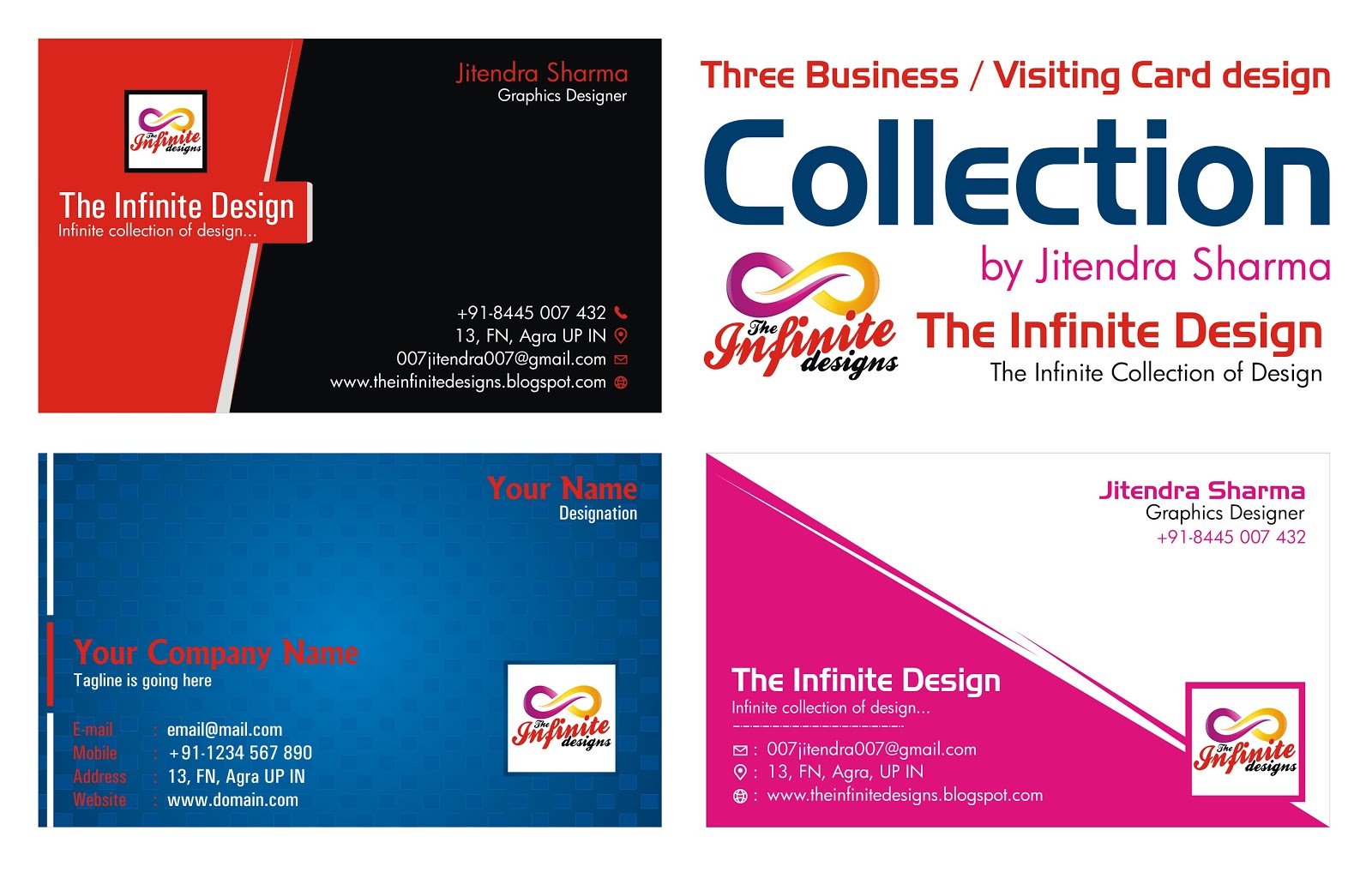 Business Card Design Template incl Fonts Free Download The Infinite