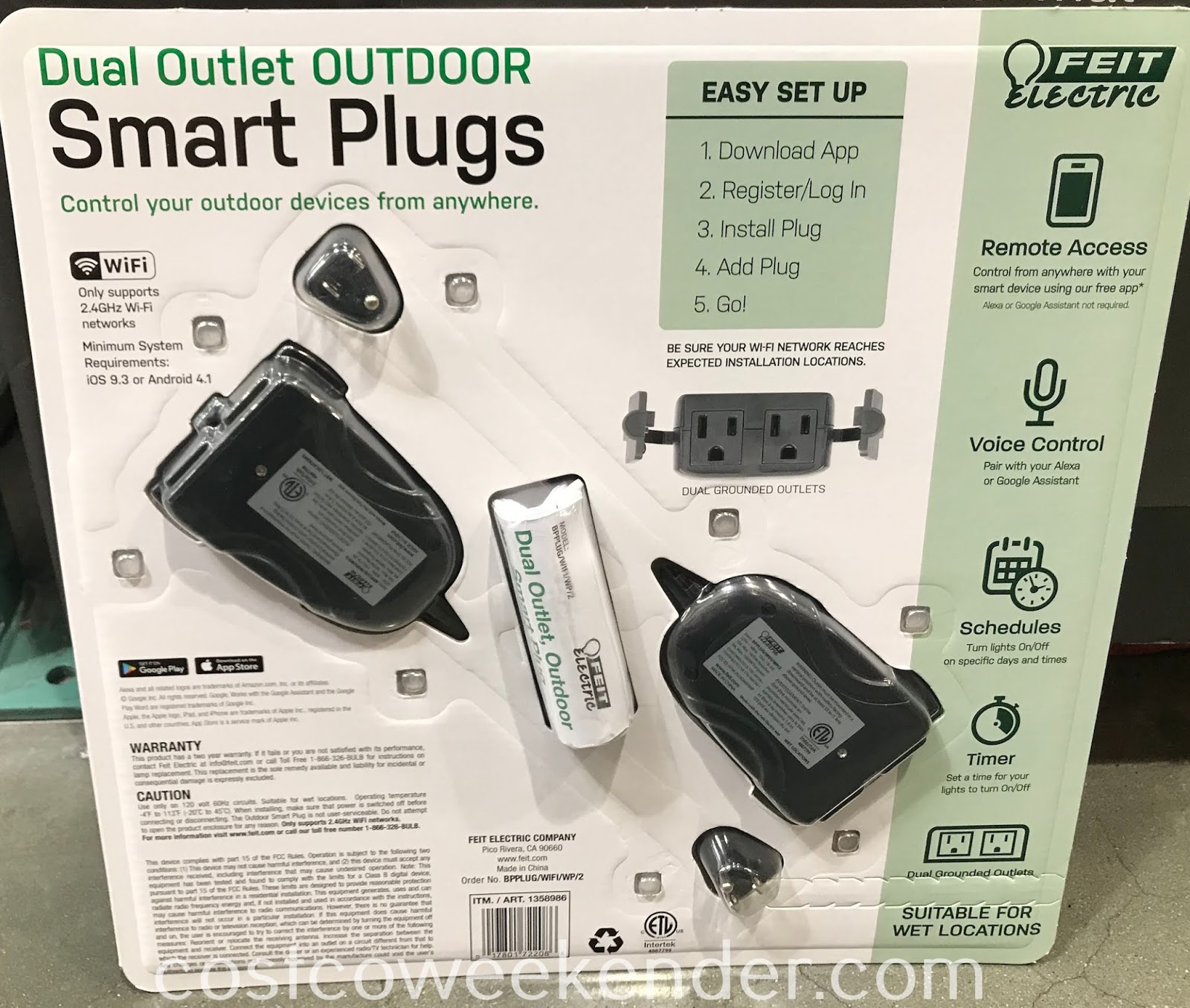 Feit Electric Dual Outlet Outdoor Smart Plug (2 pack) | Costco Weekender