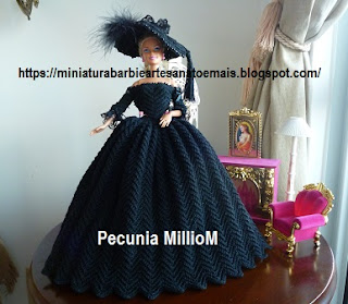 Vestido de Época em Crochê Para Boneca Barbie - Sra. Inglesa do Séc. XVIII Por Pecunia MillioM